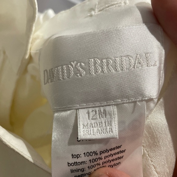 David's Bridal Formal Flower Girl Ivory Off-White Infant 12M satin / tulle Dress - Picture 4 of 6